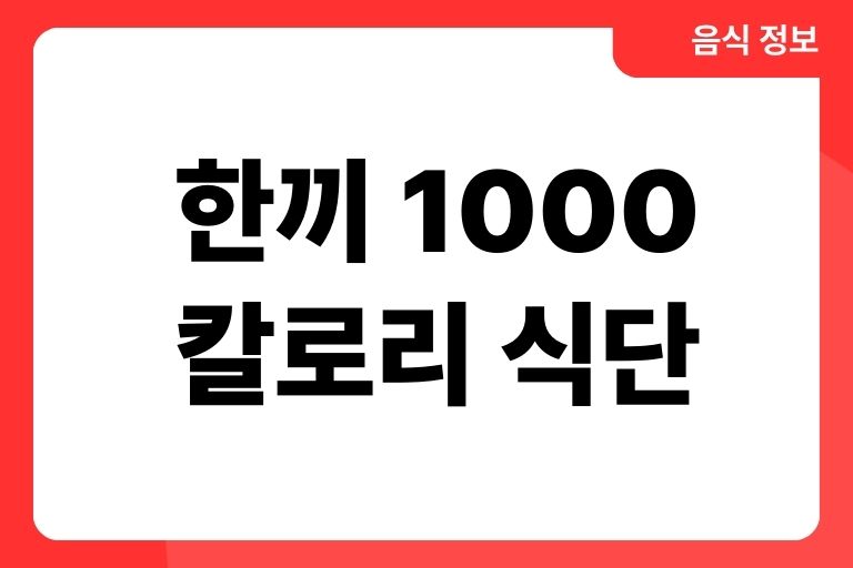 한끼 1000칼로리 식단