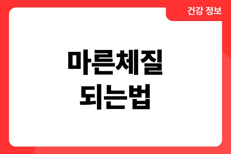 마른체질 되는법 살안찌는 식사법