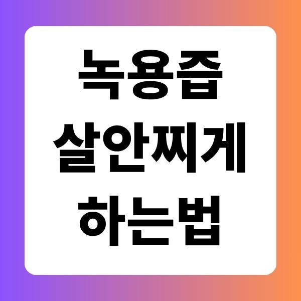 녹용즙살안찌게하는법